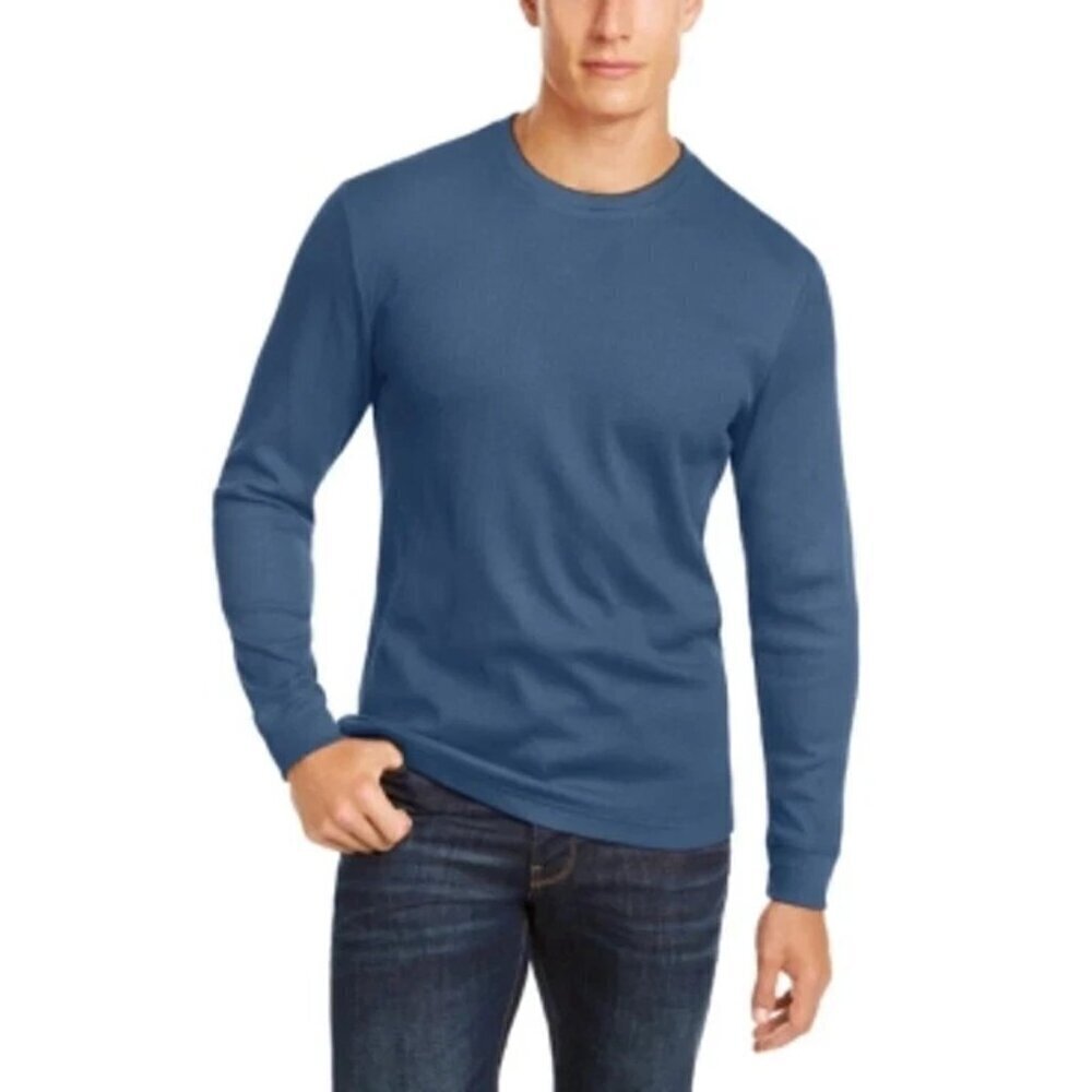 NEW Dkny Men's Size M Long-Sleeve Blue Crew Neck Shirt